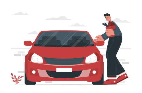 Illustration de l'avant d'une voiture et de son pare-brise